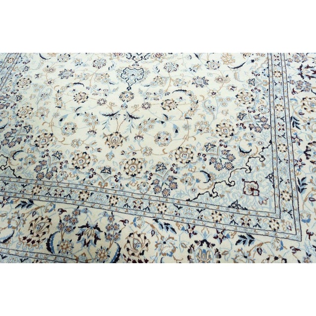 Textile Hand-Knotted Oriental Rug Nain 9la Rug with Silk For Sale - Image 7 of 13