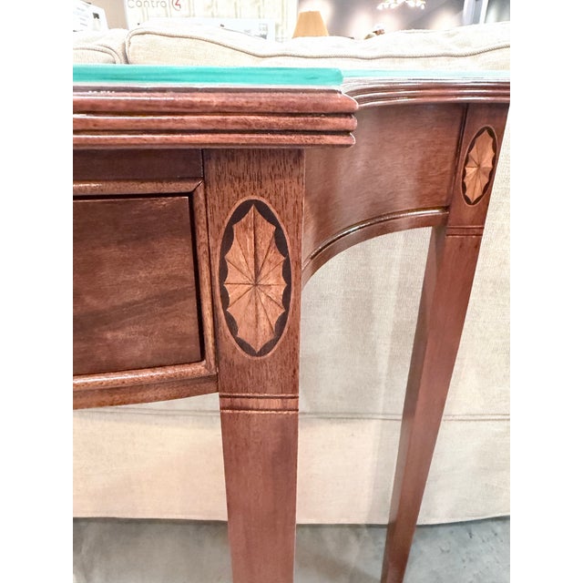 Brown Late 20th Century Hammary Federal Style Mahogany Console Table With Glass Top For Sale - Image 8 of 10