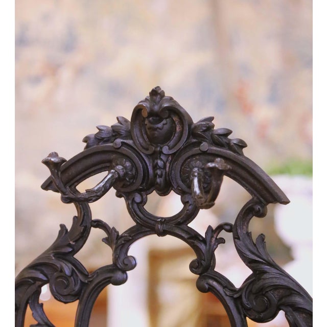 19th Century French Napoleon III Cast Iron Hall Tree With Mirror Signed Corneau For Sale - Image 9 of 12