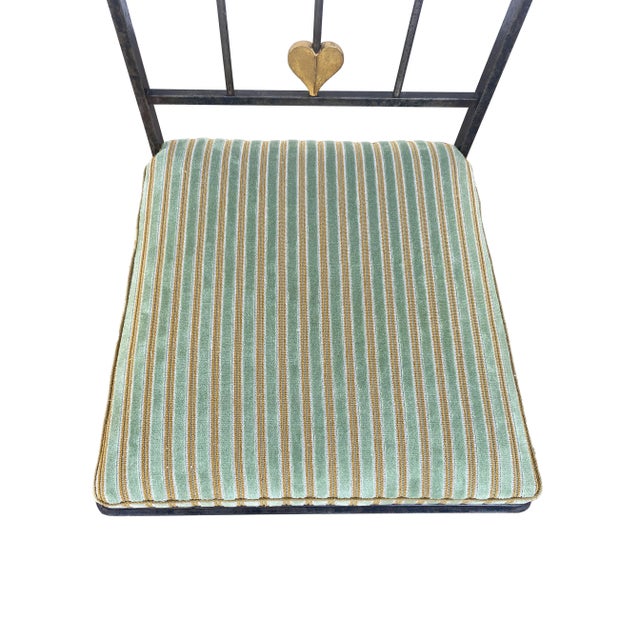 Mid-Century Iron Side Chairs With Rose Tarlow Striped Velvet Fabric For Sale - Image 14 of 16
