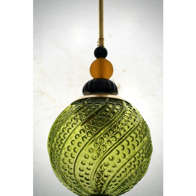 2000 - 2009 Midcentury Modern Italian Blown Green Glass Lantern, 2000 For Sale - Image 5 of 8