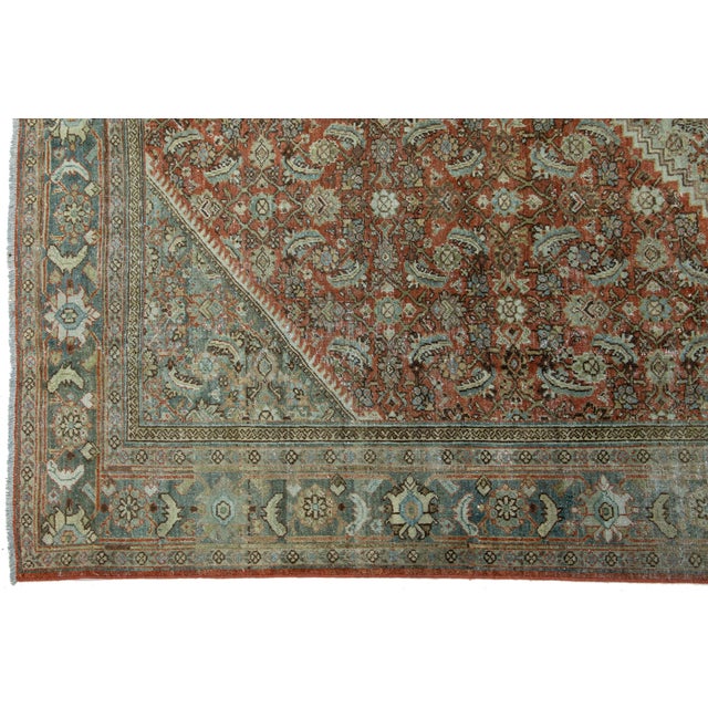 Red Antique Persian Mahal Wool Rug Allover Motif From the 1900s For Sale In New York - Image 6 of 10