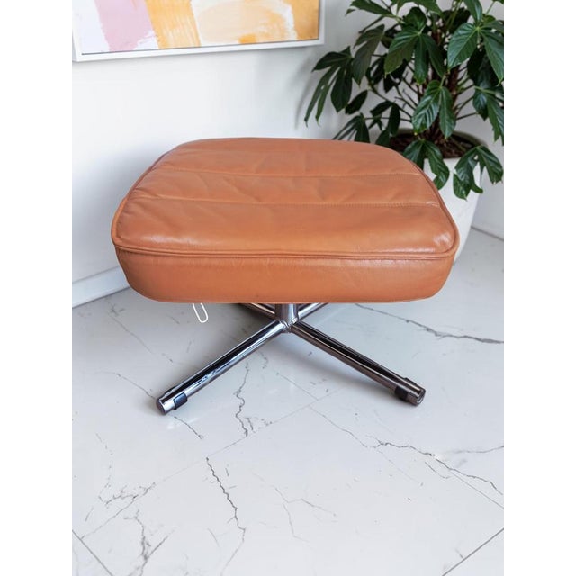 Set of Mid-Century Modern Leather Lounge Chair and Ottoman from Skoghaug Industri, 1980 For Sale - Image 6 of 18