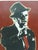 Striking, mid‑century pop art portrait of Frank Sinatra, in this oversized painted, printed black and white silk screen on...