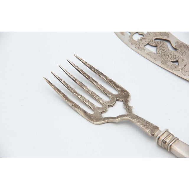 Silver Fish Knife and Fork with Cutouts, Set of 2 For Sale - Image 4 of 5