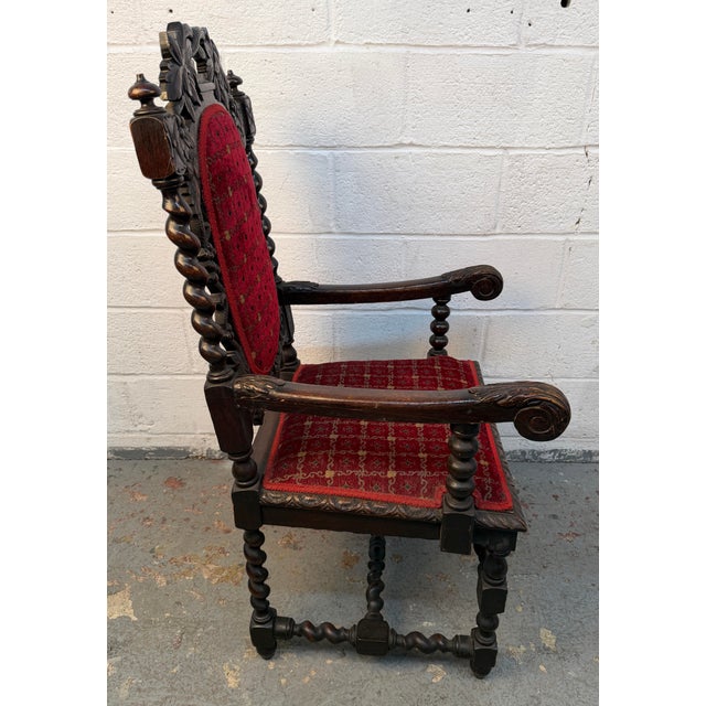 Renaissance Revival Hand Carved Oak Dining Chairs For Sale - Image 4 of 17