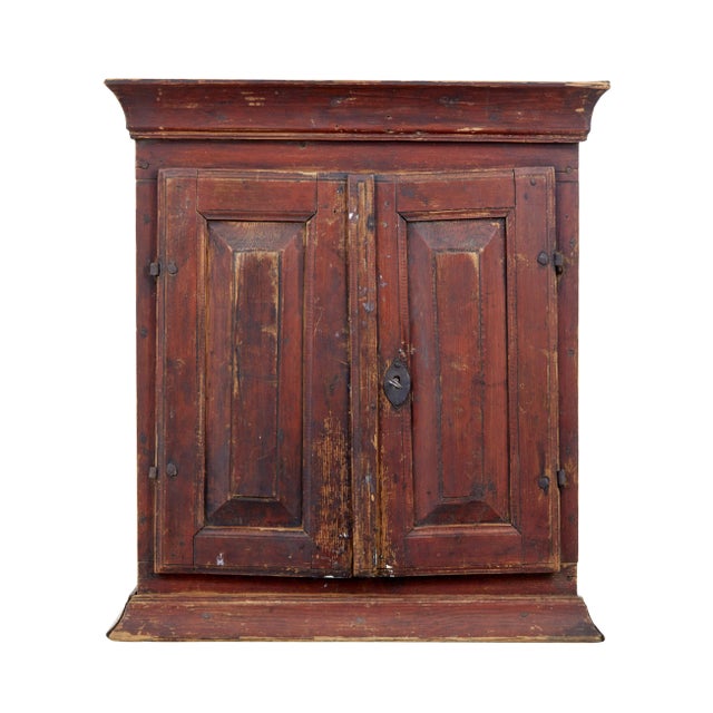 Wood Early 19th Century Swedish Painted Pine Wall Cupboard, 1820s For Sale - Image 7 of 7