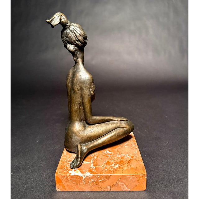 Mid-Century Modern Frido Graziani Bronze Nude Female Seated Figure, Italian Mid Century For Sale - Image 3 of 8