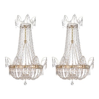 Crystal Antique Chandeliers - a Pair For Sale