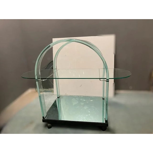 Italian Glass Bar Trolley by Fiam Pesaro, 1980s For Sale - Image 10 of 11