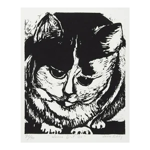 Contemporary Cat Block Print