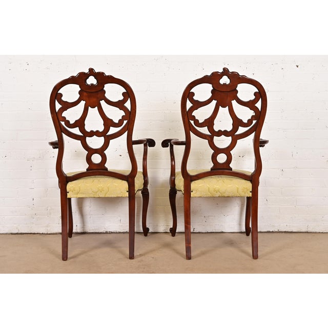 Romweber Antique French Provincial Louis XV Carved Walnut Armchairs, Pair For Sale - Image 10 of 12