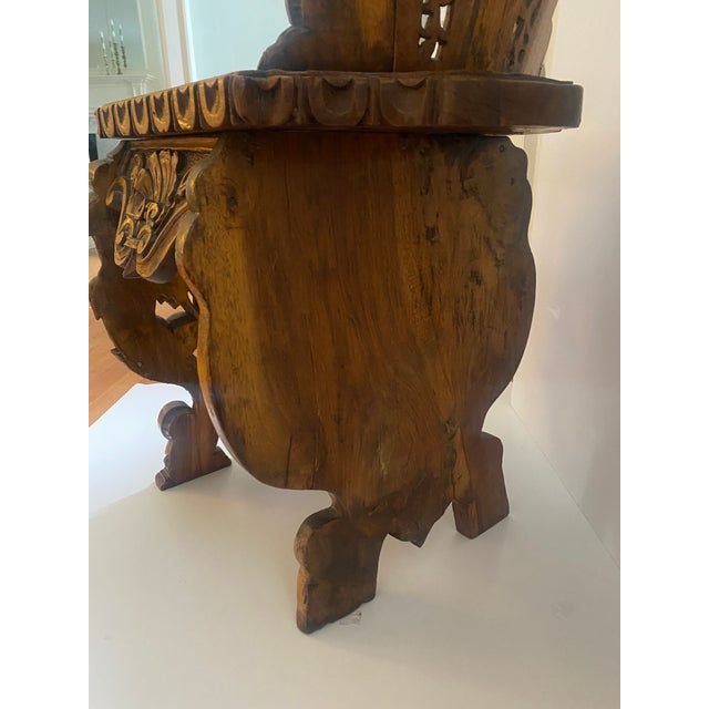 Late 19th Century Italian Rennaisance Style Sgabello Carved Hall Chair For Sale - Image 9 of 11