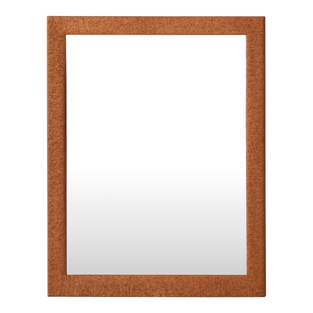 Vintage Woven Leather Rectangular Mirror For Sale