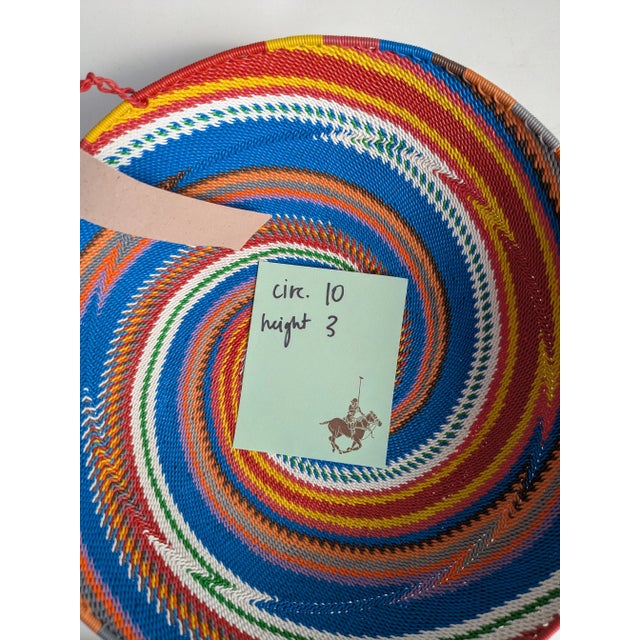 Textile Trio of Vintage Colorful African Handwoven Baskets For Sale - Image 7 of 9