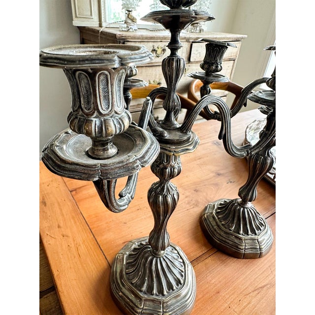 19th Century French Silver Plated Candlesticks- Set of 2 For Sale - Image 4 of 5