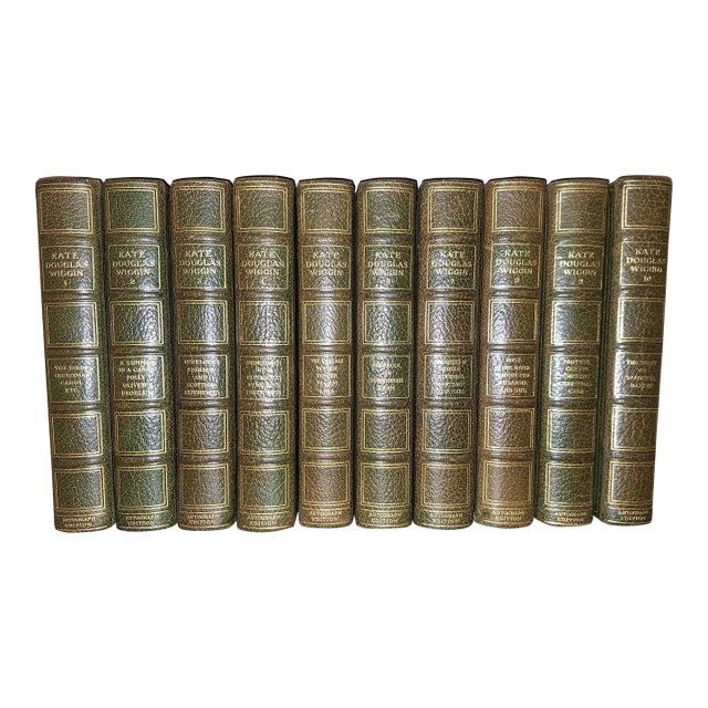 1910s Writings of Kate Douglas Wiggin 10/500 Signed Full Leather Bindings Autograph Edition - Set of 10 For Sale