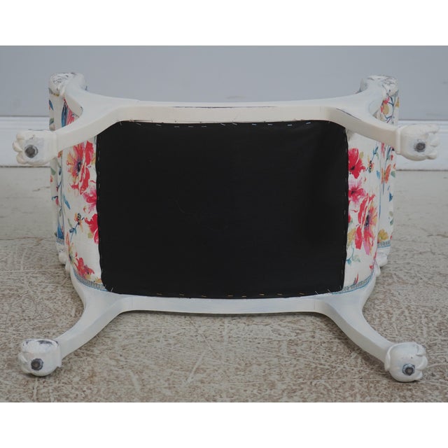 Vintage White Painted Swan Carved French Style Vanity Bench For Sale - Image 11 of 11