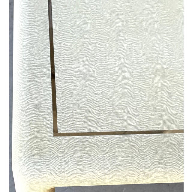 White Lizard Leather & Chrome Parsons Games Table, Attributed Karl Springer For Sale - Image 9 of 11