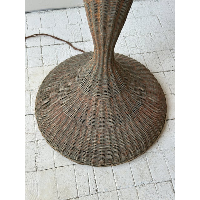 Antique Large-Scale Painted Wicker Mushroom Style Floor Lamp, Circa 1910s-20s For Sale - Image 16 of 18