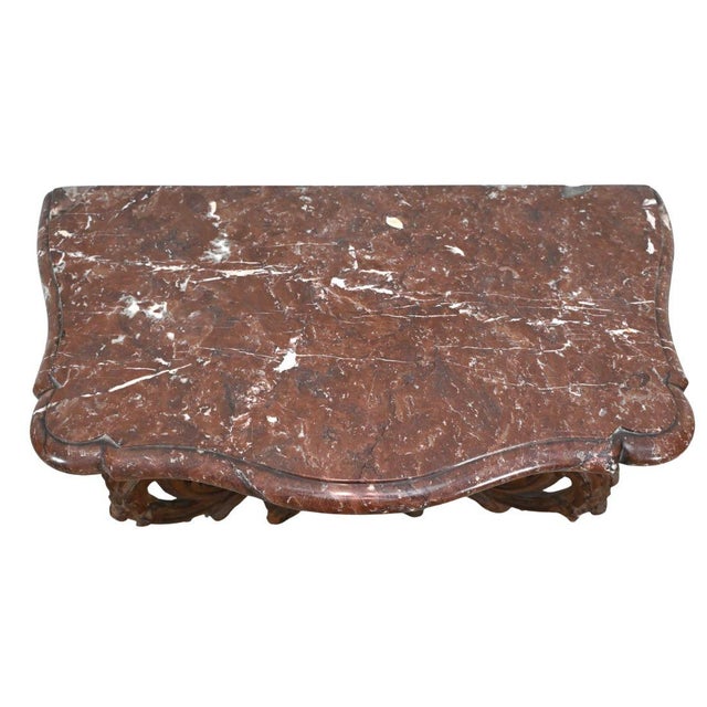 Rococo Marble Top Carved Wall Mount Console For Sale - Image 4 of 4