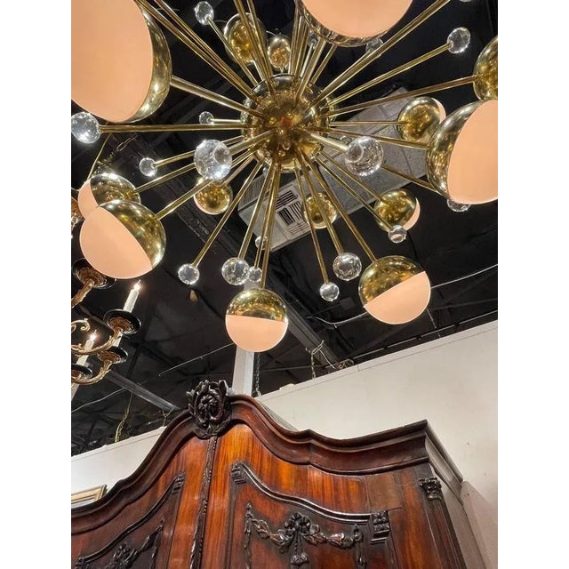 Pink Modern Murano Glass and Brass Sputnik Chandelier For Sale - Image 8 of 11