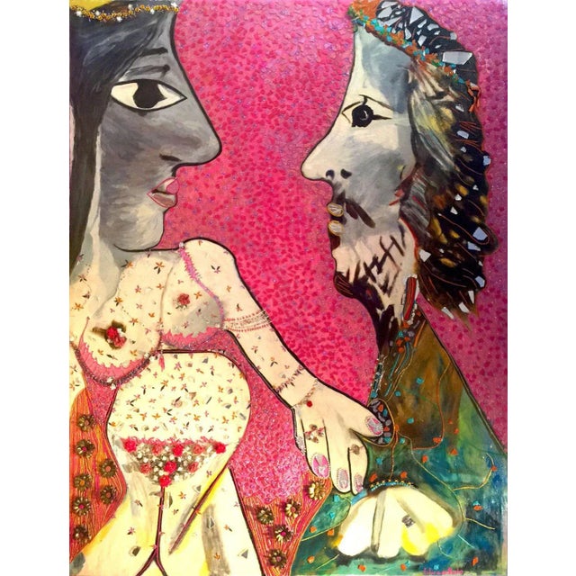 Oil on canvas infused with rhinestones & silk mixed media Leticia is a Spanish artist who enjoys creating art from...