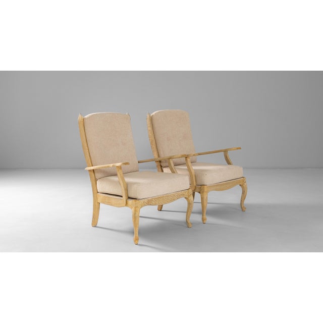 1960s French Louis XV Style Oak Armchairs With Upholstered Cushions - A Pair For Sale - Image 10 of 18