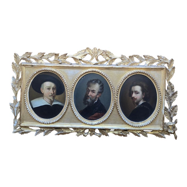 Antique Old Master Painting Three Iconic Men For Sale