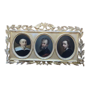 Antique Old Master Painting Three Iconic Men