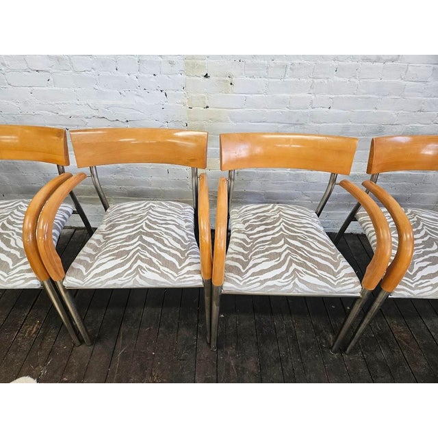 Wood Set of 4 - Bernhardt Dining Chairs W/Zebra Fabric For Sale - Image 7 of 12