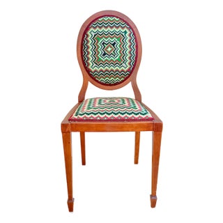 Antique Needlepoint Sheraton Style Federal Oval Back Chair, c.1900 For Sale