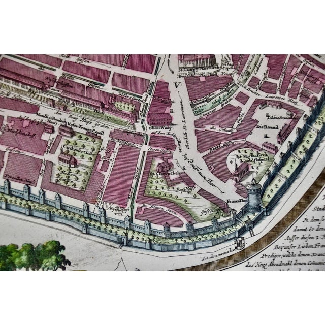 City View of Nuremberg, Germany: An 18th Century Hand-Colored Map by M. Seutter For Sale - Image 12 of 12