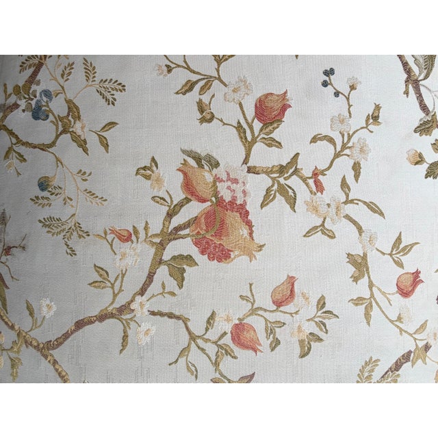 Traditional Custom Tufted Scalamandre Sky Blue Floral Lounge Chair and Ottoman Set For Sale - Image 3 of 18