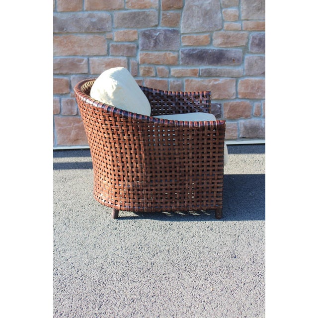 1990s McGuire Woven Leather Armchair and Ottoman From the Antalya Collection For Sale - Image 6 of 18