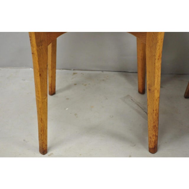 Brown Vintage Mid Century Modern Walnut & Formica Round & Step Side Table Set - 2 PCS For Sale - Image 8 of 16