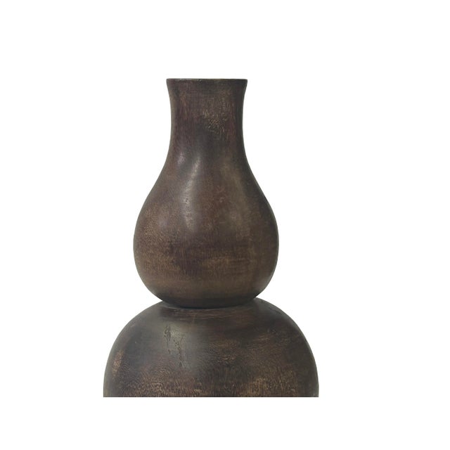 Handmade Chinese Gourd (Hu-Lu) Feng Shui Display Wood Art Vase For Sale In San Francisco - Image 6 of 10