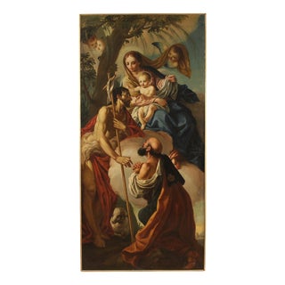 Italian Artist, Madonna and Child with St. John the Baptist and St. Roch, 1780, Oil on Canvas For Sale