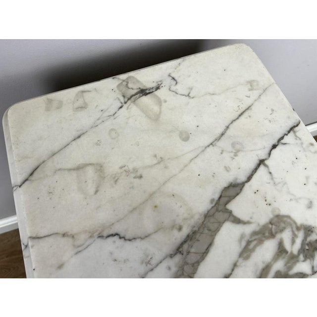 Antique French Style Walnut Bedside Table with Marble Top For Sale - Image 11 of 12