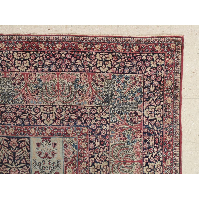 Antique Lavar Kerman Carpet, Handmade Wool Carpet, Multi-Color, Ivory, Red Wine For Sale - Image 12 of 18