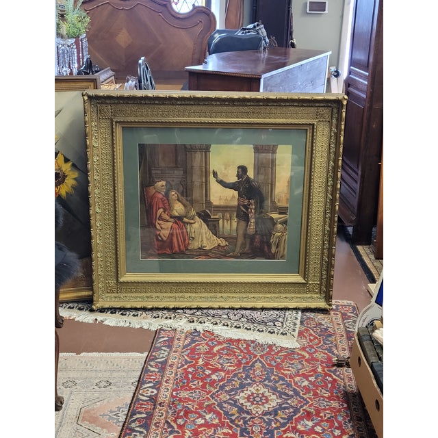 Late 19th Century Large Antique Print in Ornate Gothic Frame For Sale - Image 5 of 12