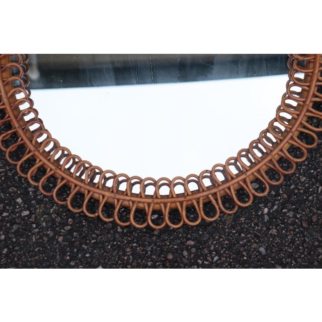 1950s Large Rattan Mirror attributed to Franco Albini, Italy, 1960s For Sale - Image 5 of 9