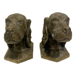1970s Brass English Setter Bookends, a Pair For Sale
