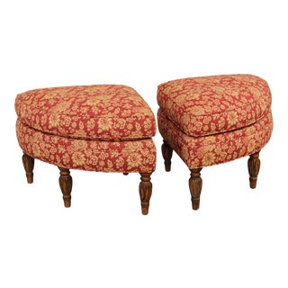 Lexington Louis XVI Style Upholstered Corner Stools - A Pair For Sale