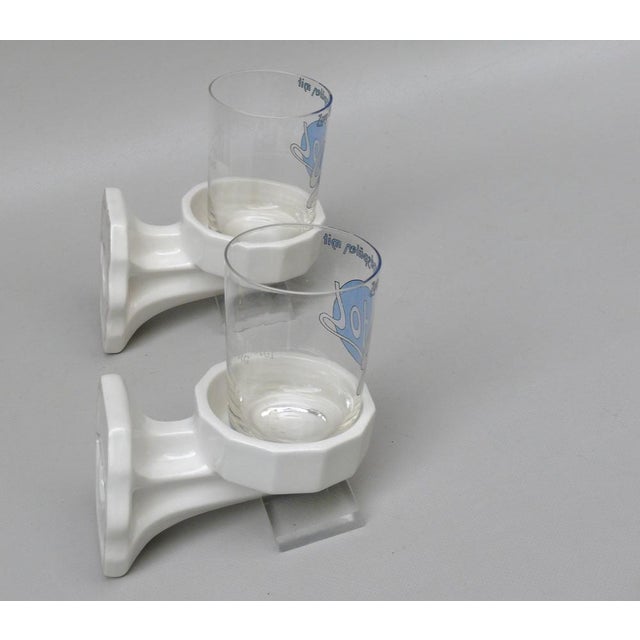 Art Deco Odol Toothpaste Cup with Wall Holders in Ceramic & Glass, 1920s, Set of 4 For Sale - Image 4 of 18