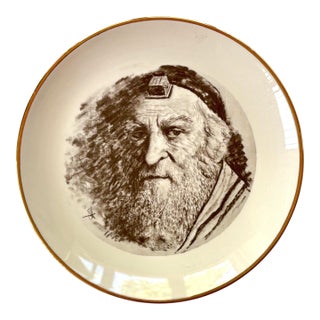 Judaica Vintage Plate – "The Rabbi" by Oscar Harris, Judaic Heritage Society For Sale