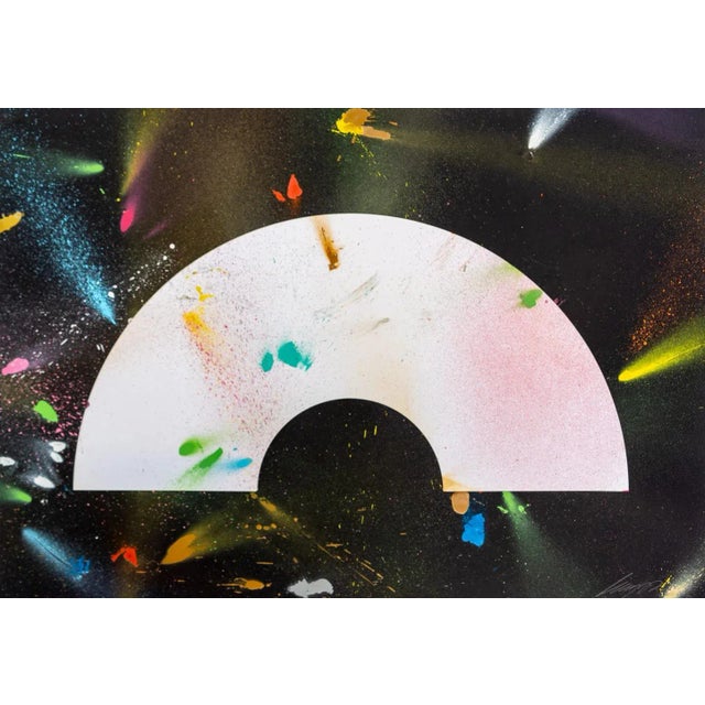 Colorplan paper, spray paint (various colours) 70 x 100 cm (27.56 x 39.37 in) Related subjects: abstract, spraypaint, Futura