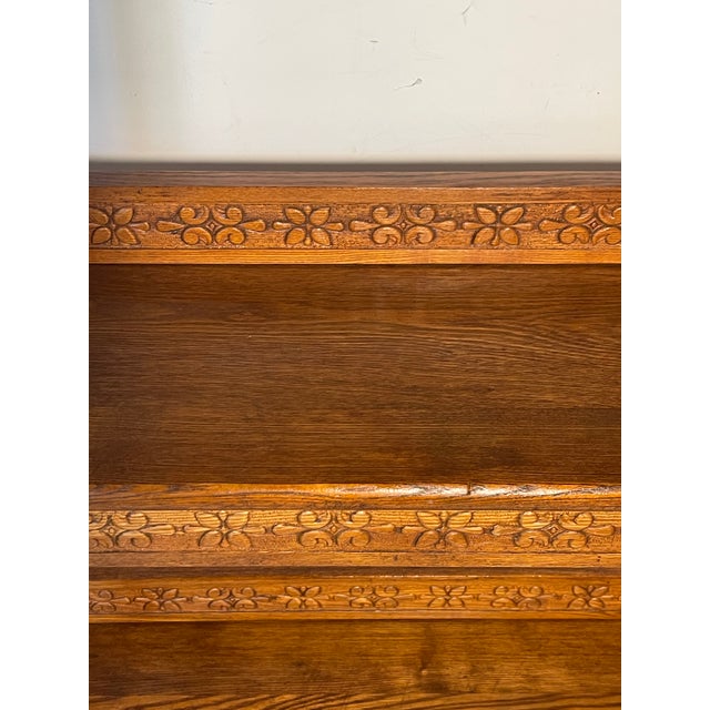 Arts & Crafts Antique American Arts and Crafts Carved Book Shelving Rack Etagere For Sale - Image 3 of 9