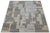 Contemporary Moroccan-style wool rug featuring a pixelated grid of overlapping rectangles in muted tones of blue, gray,...