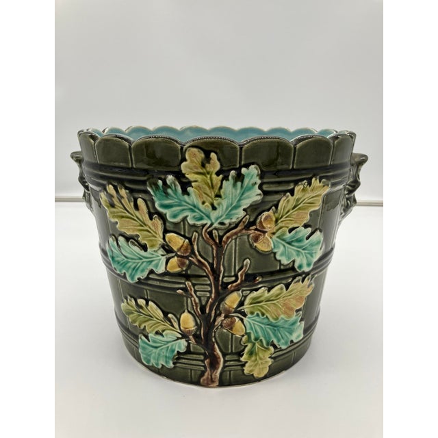 Chestnut Early 20th Century Art Nouveau Vase Cache Pot Barbotine Ceramic Gustave De Bruyn Lille For Sale - Image 8 of 14